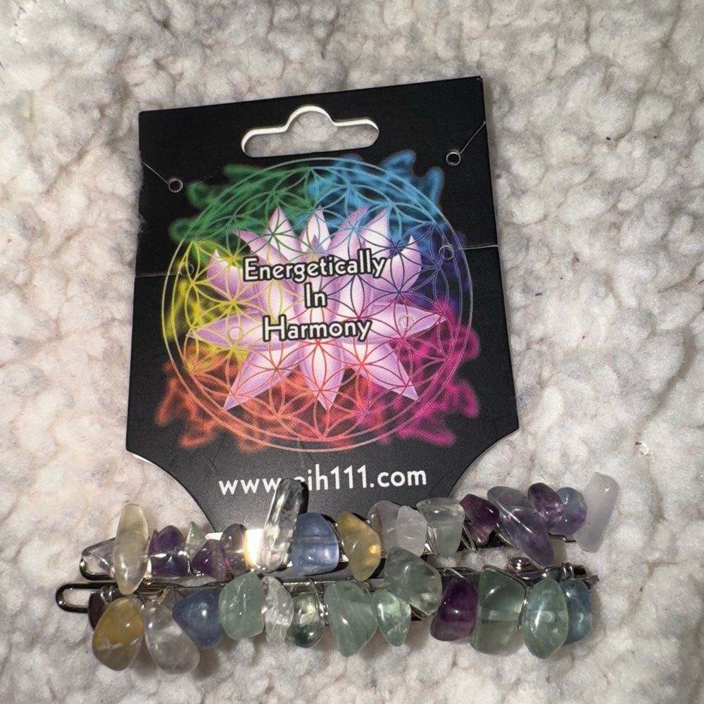 Purple and Green Gemstone Barretts